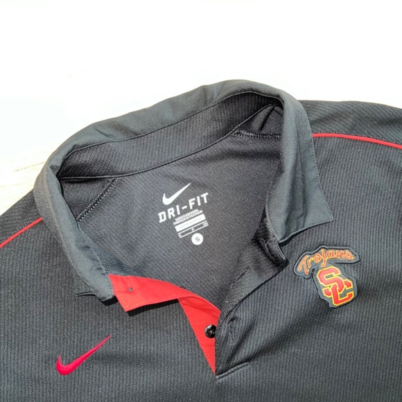 Nike Tops - Nike USC dri-fit black women small short sleeve black polo